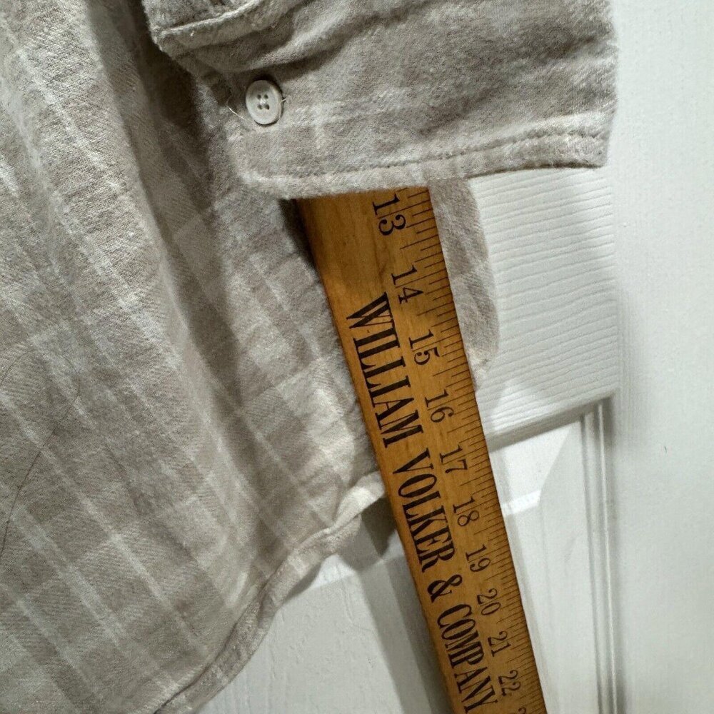 FIVE FOUR LOS ANGELES Shirt Mens Medium M Biege Plaid Flannel Button Long Sleeve - Picture 4 of 7